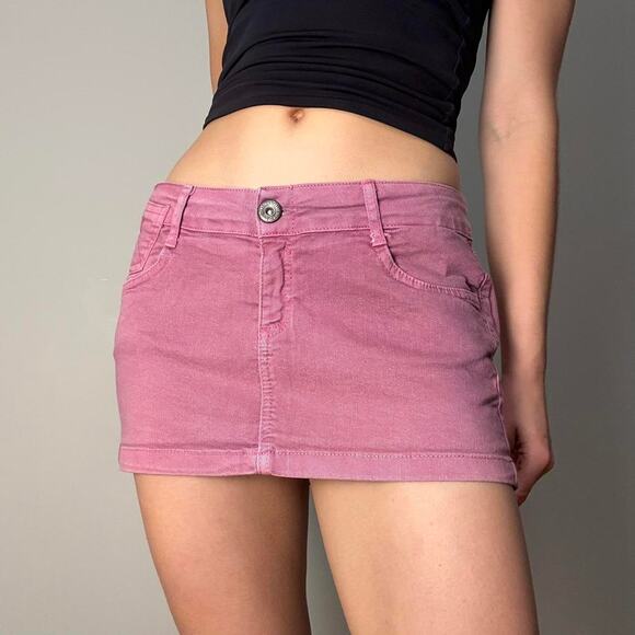 Pink denim micro mini jean skirt size 8 by TRF - Picture 4 of 8